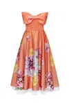 Milla Playful Floral Midi Dress With Bow In Orange Floral