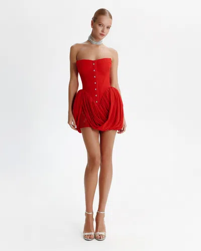 Milla Red Corset Mini Dress With Draped Skirt