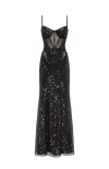 Milla Sensational Black Maxi On Spaghetti Straps Covered In Sequins In Black