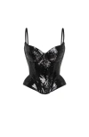 Milla Sensational Spaghetti Straps Sequinned Black Corset In Black