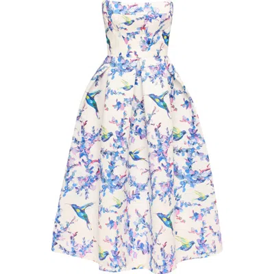 MILLA MILLA STRAPLESS MIDI CORSET DRESS WITH A FLORAL PRINT