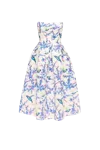 Milla Strapless Midi Dress With Bird And Flower Print, Garden Of Eden In Multi Color