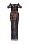 MILLA MILLA STRIKING BLACK SEQUINED FITTED MAXI DRESS