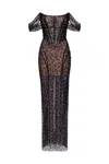 MILLA STRIKING BLACK SEQUINED FITTED MAXI DRESS, MIDNIGHT WALK