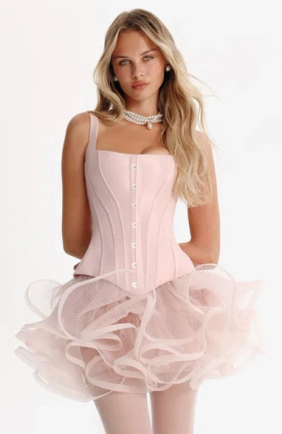 Milla Structured Low Waist Taffeta Corset In Pink