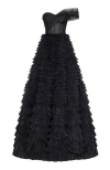 Milla Timeless One-shoulder Frill-layered Ball Gown In Black In Black