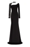 Milla Trumpet Gown With Detachable Sleeve In Black