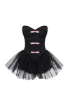 MILLA TUTU BLACK MINI DRESS WITH CUTE PINK BOWS