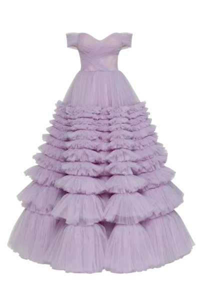 Milla Ultra Puffy Prom Maxi Dress In Lavender