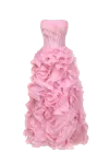 MILLA VOLUMINOUS ROSE APPLIQUES PINK MAXI DRESS, GARDEN OF EDEN