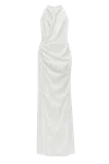 MILLA WHITE MOCK NECK SLEEVELESS LOW SLIT DRESS