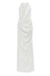 Milla White Mock Neck Sleeveless Low Slit Dress In White