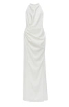 Milla White Mock Neck Sleeveless Low Slit Dress In White