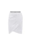 Milla White Sequinned Wrapped Mini Skirt In White
