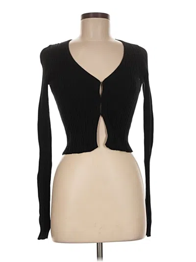 Pre-owned Millau Long Sleeve Top Black Plunge Neckline Tops