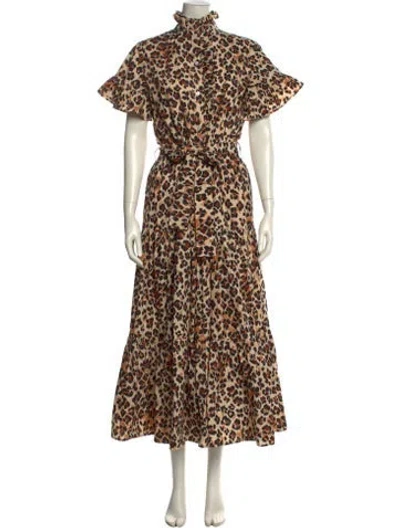 Pre-owned Mille Animal Print Long Dress In Neutral
