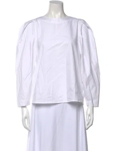 Pre-owned Mille Bateau Neckline Long Sleeve Blouse W/ Tags In White