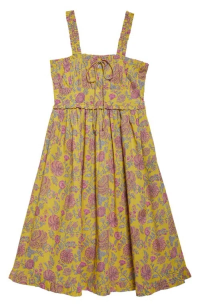 Mille Calla Floral Cotton Sundress In Citron Floral