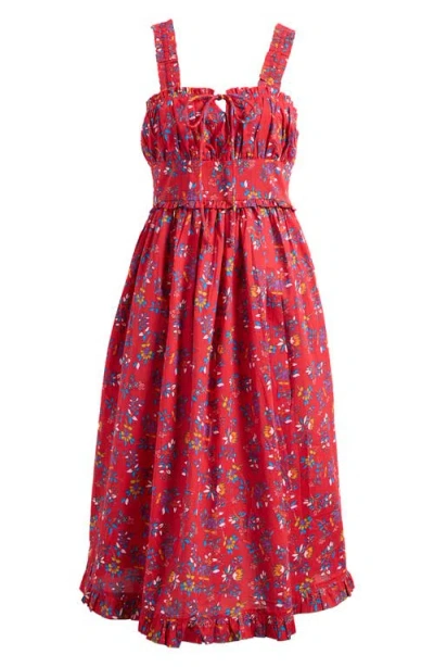 Mille Calla Floral Cotton Sundress In Red