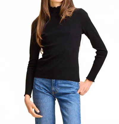 Mille Carmela Pointelle Turtleneck Top In Black