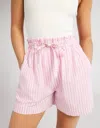 Mille Cary Stripe Short In Bubblegum In Pink