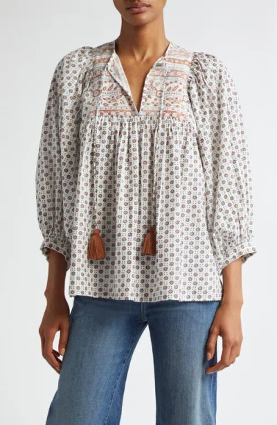 Mille Charlie Print Tie Neck Blouse
