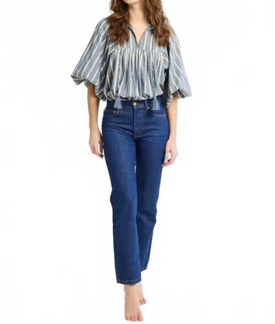 Mille Charlie Tie Top In Chambray Stripe In Blue
