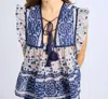 Mille Chelsea Blouse Floral In Navy
