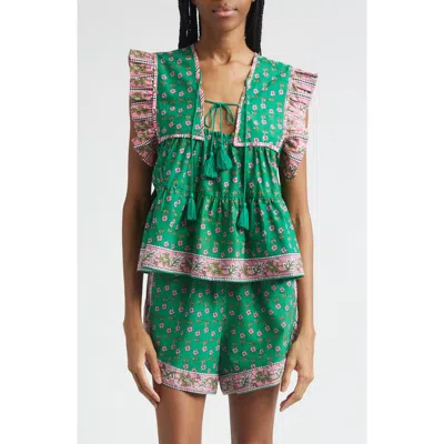 Mille Chelsea Ruffle Cotton Blend Top In Multi