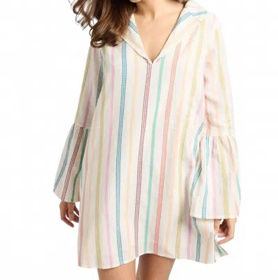 Mille Chloe V-neck Dress In Mallorca Stripe In White