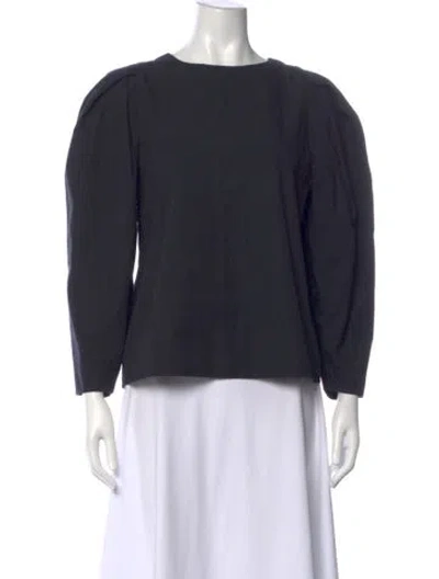 Pre-owned Mille Crew Neck Long Sleeve Blouse In Blue