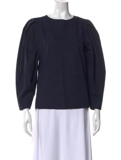 Pre-owned Mille Crew Neck Long Sleeve Top In Blue