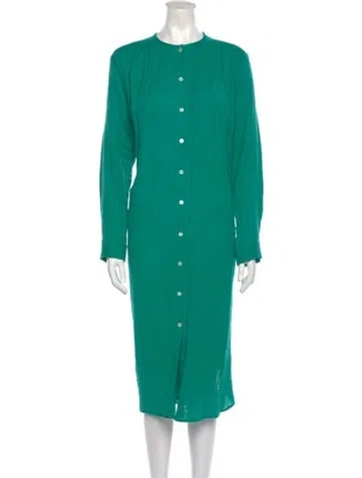 Pre-owned Mille Crew Neck Midi Length Dress In Green