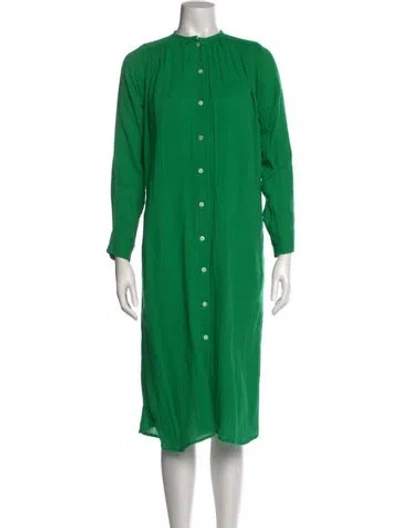 Pre-owned Mille Crew Neck Midi Length Dress In Green