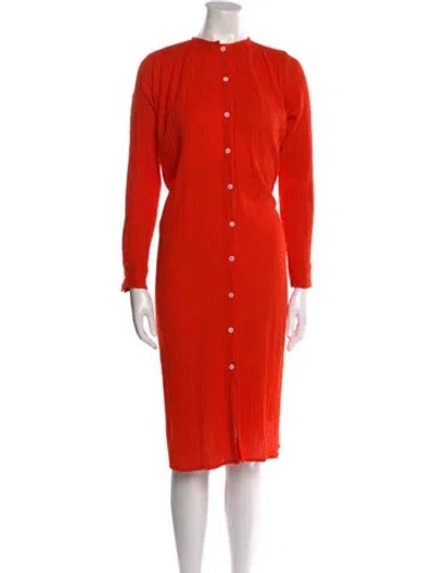 Pre-owned Mille Crew Neck Midi Length Dress In Orange