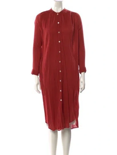 Pre-owned Mille Crew Neck Midi Length Dress In Orange