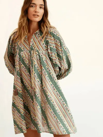 Mille Daisy Mini Dress In Rose Stripe In Multi