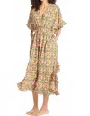 Mille Eden Caftan Midi Dress In Yucatan In Multi