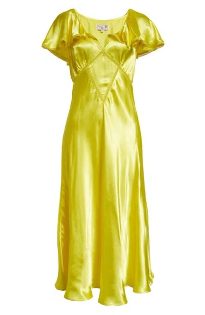 Mille Eloise Ruffle Sleeve Dress In Citron