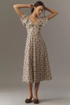 Mille Eloise V-neck Ruffle Midi Dress In Neutral
