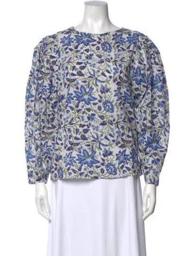 Pre-owned Mille Floral Print Crew Neck Blouse In Multi
