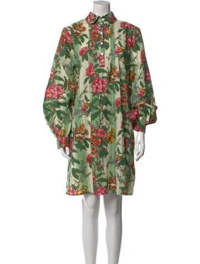 Pre-owned Mille Floral Print Knee-length Dress In Green