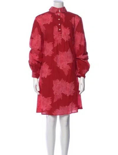 Pre-owned Mille Floral Print Knee-length Dress In Red