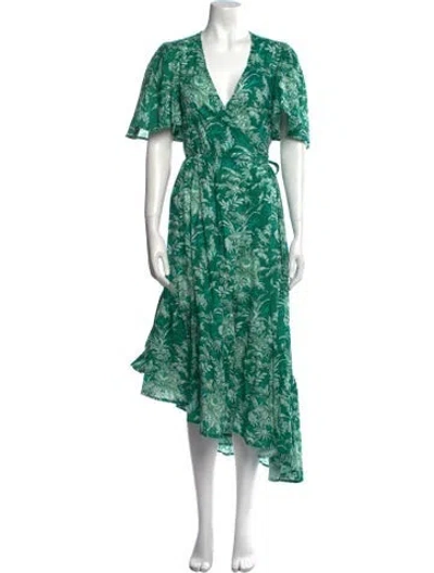 Pre-owned Mille Floral Print Long Dress In Green