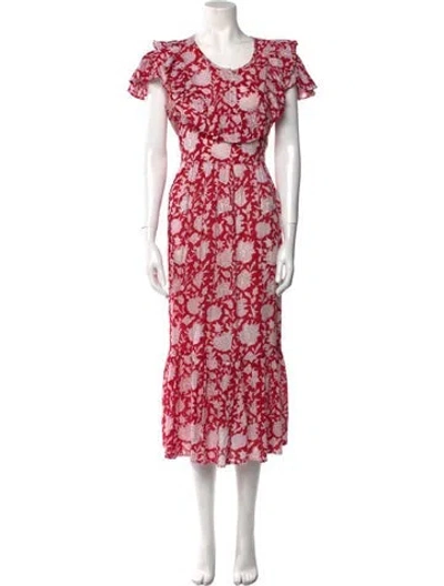 Pre-owned Mille Floral Print Long Dress In Green