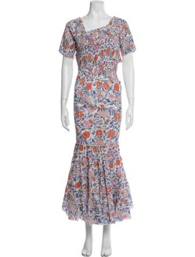 Pre-owned Mille Floral Print Long Dress In Multicolor
