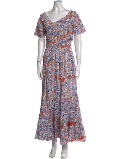 Pre-owned Mille Floral Print Long Dress In Multicolor