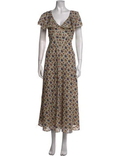 Pre-owned Mille Floral Print Long Dress In Multicolor