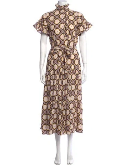 Pre-owned Mille Floral Print Long Dress In Neutral
