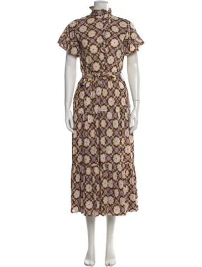 Pre-owned Mille Floral Print Long Dress In Neutral